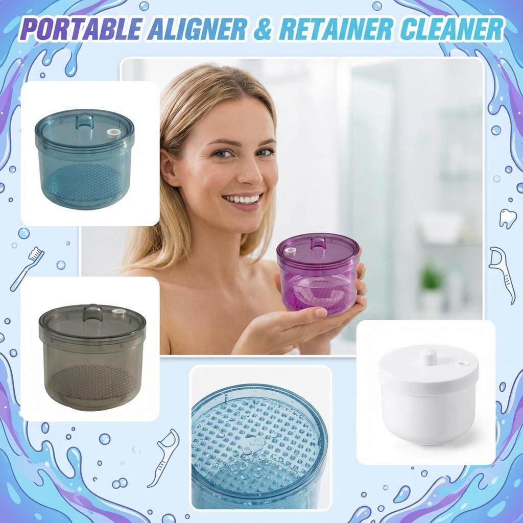 Portable Braces Cleaning Box Denture Cleaner Portable Teeth Box