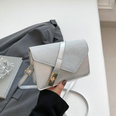Textura retrô casual tendência 2025 nova simples fecho design de moda transversal ombro pequena quadrada bolsa feminina