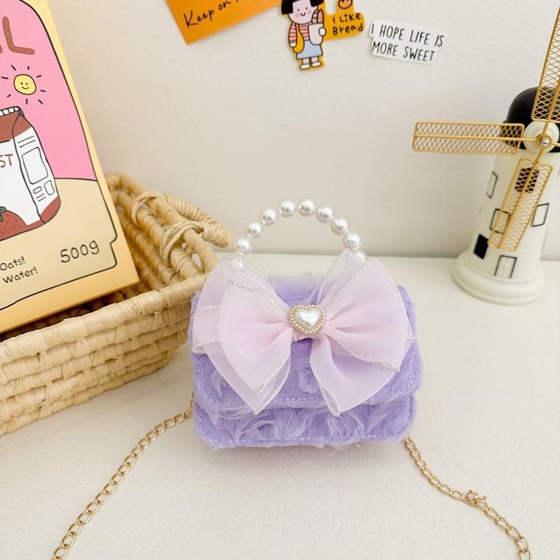 Chain Fashionable Pvc Bag For Children With Adorable Bowknot And Breathable Lining