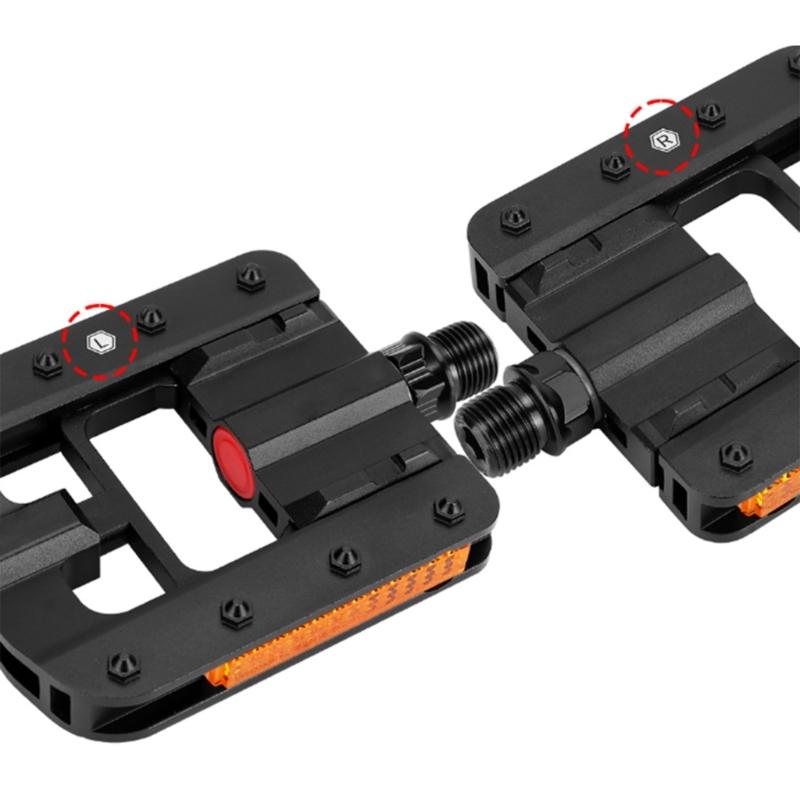 Folding Bike Pedals with Reflective Strips Wide Flat Cycling Foldable Pedals NonSlip Cycling Pedals for Folding Bike