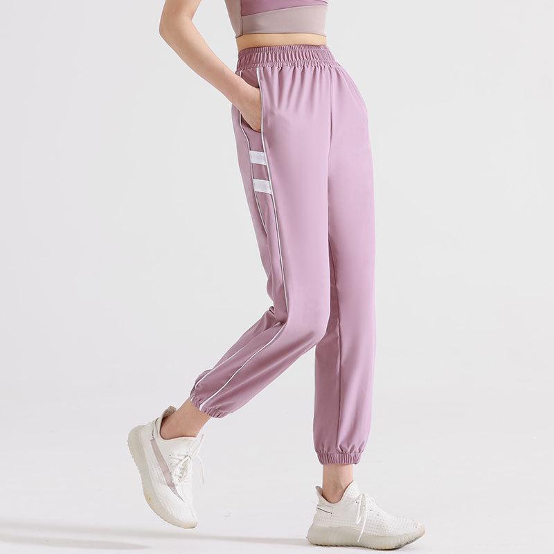 

Spring-Summer High Waist Breathable Tapered Women s Yoga Running Pants with Pockets M фіолетовий