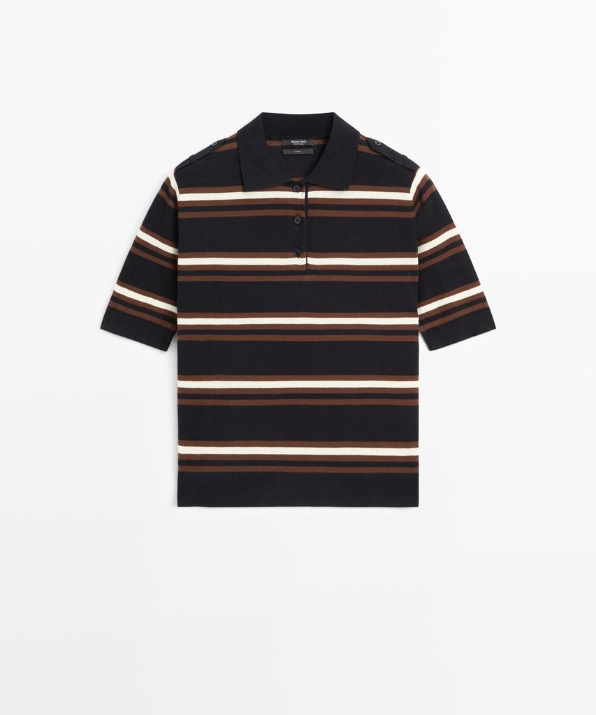 Masimodutti 100% Cotton Striped Knit Polo