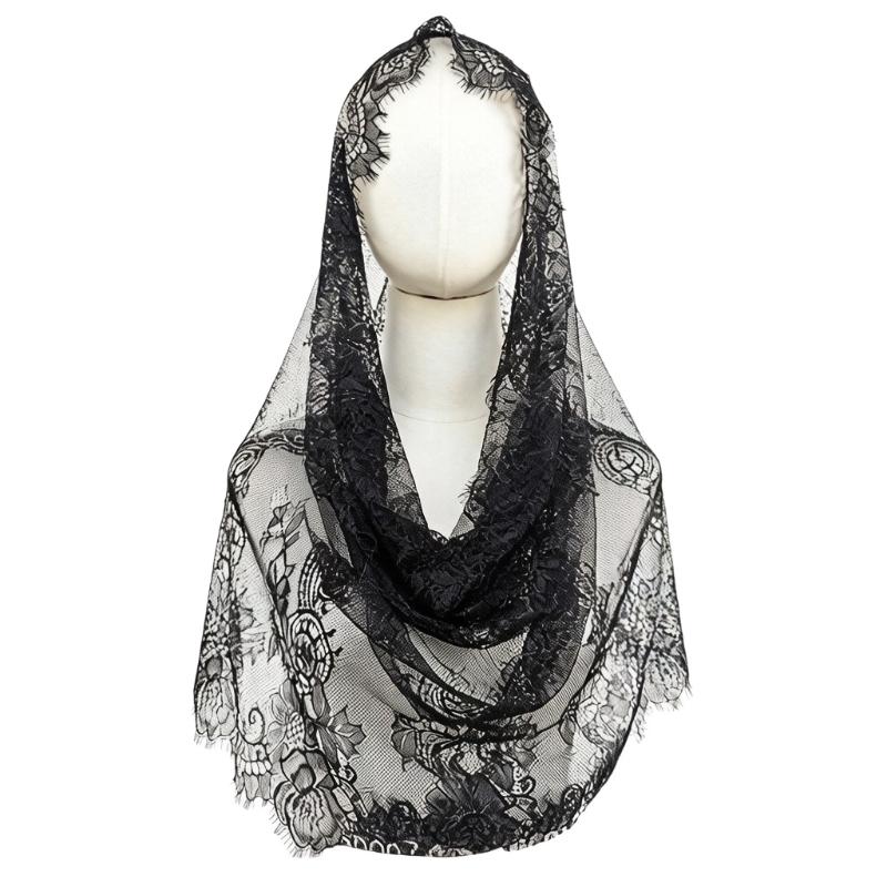 White Lace Veil Delicate Floral Embroidery Breathable Soft Mesh Lightweight Bridal Veil for Formal Church Wedding