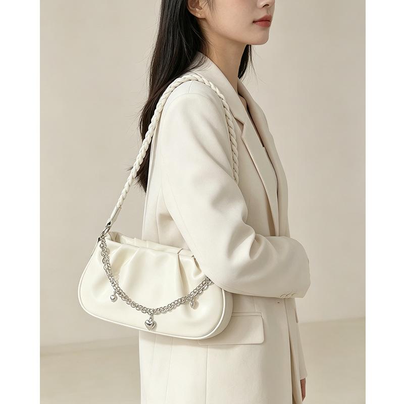 Cloud Underarm Bag Pleated Soft Leather Shoulder Bag Summer Small Fresh Women's Messenger Chain Woven Handbag Versatile