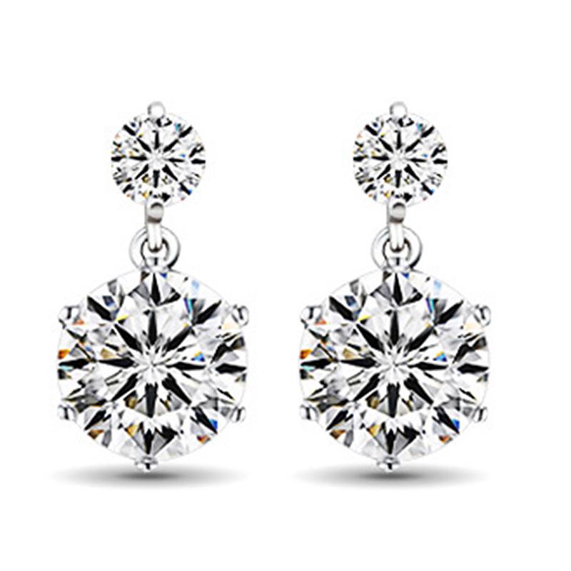 Twin Flower Earrings for Women Short Earrings Zircon Earrings Jewelry Anti-allergic