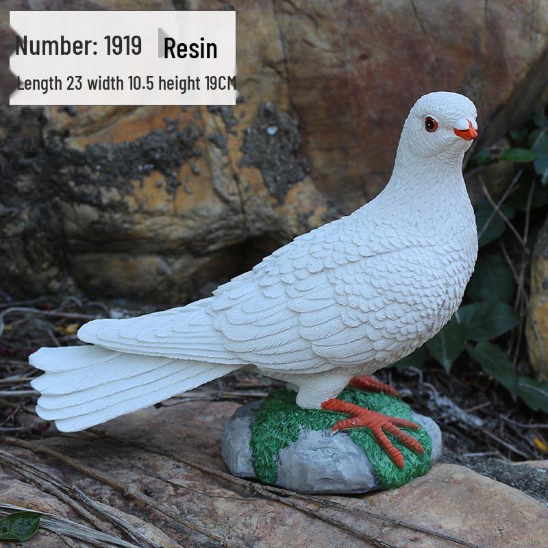 Resin White Pigeon Figurine for Outdoor Garden Decoration