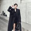 2025 Autumn Black 3D Floral Suit Jacket with Heavy Workmanship and Padded Shoulders