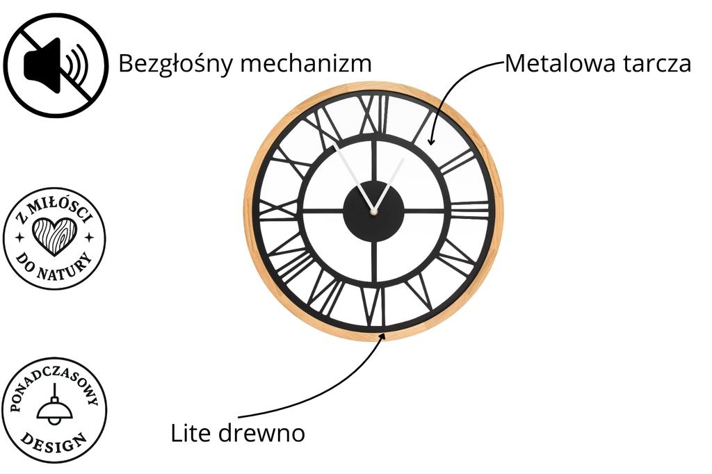 LEJA Wall Clock 47cm Wooden OAK Premium