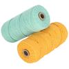 2Pcs 100 Meters Cotton Yarn Knitting Rope Braid Macrame Hand DIY Craft Green Yellow