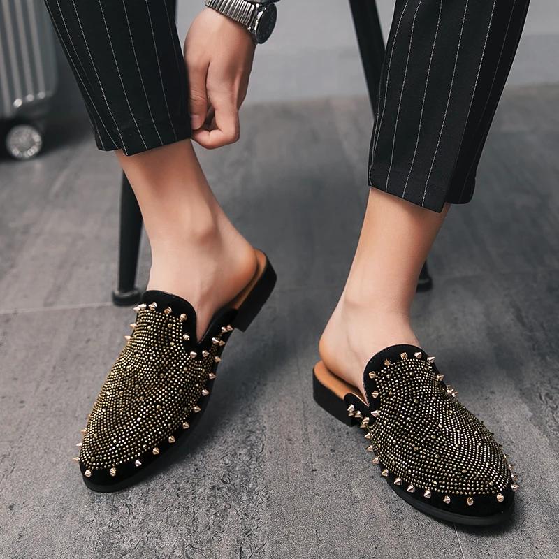 Fashion Retro Studded Leather Shoes for Men Comfortable Slip On Loafers Man High Quality Social Shoes Male Casual Rivet Loafers Hombre