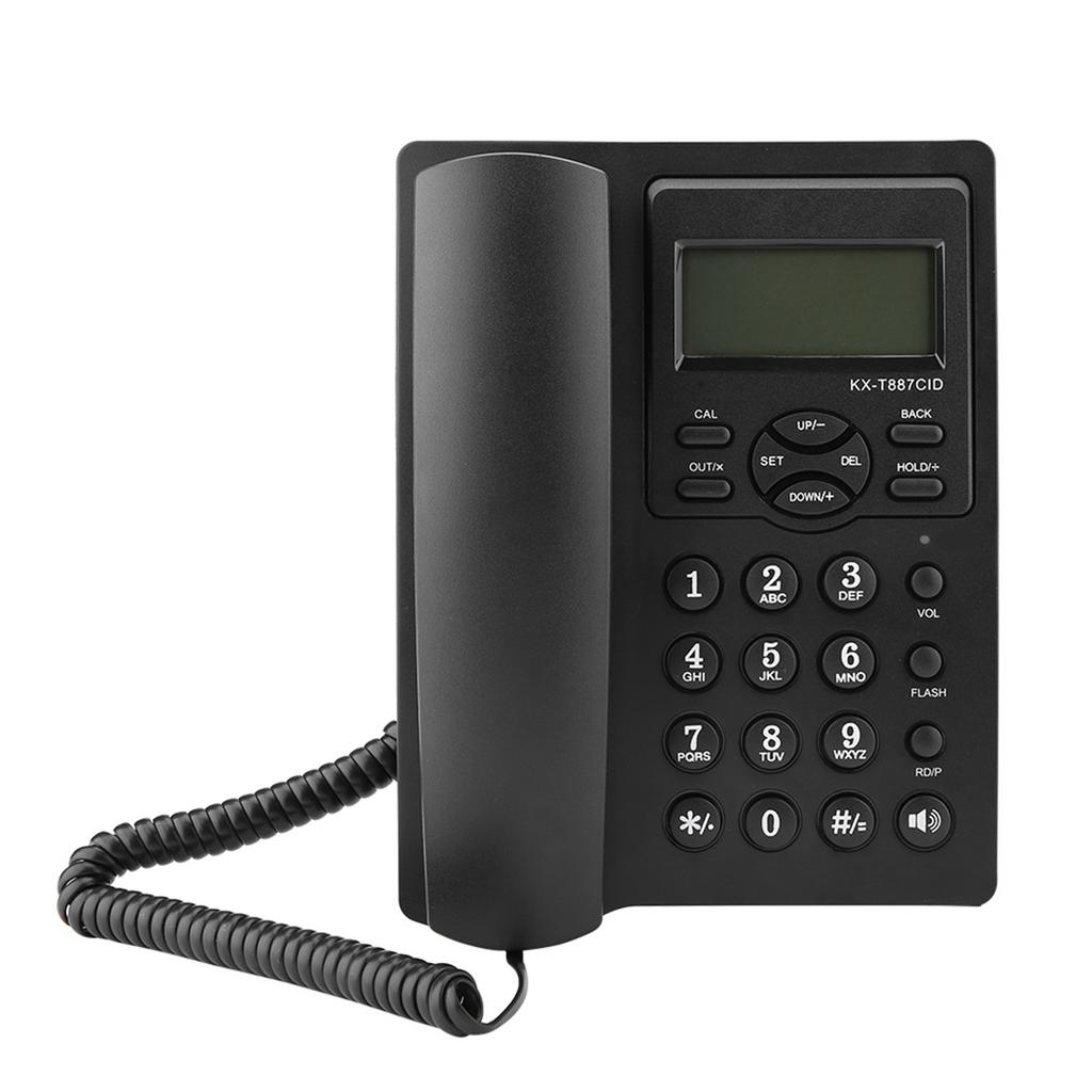 LCD Display Semi Hands Free Corded Phone with Speakerphone 3‑group Alarms Desktop Corded Telephone