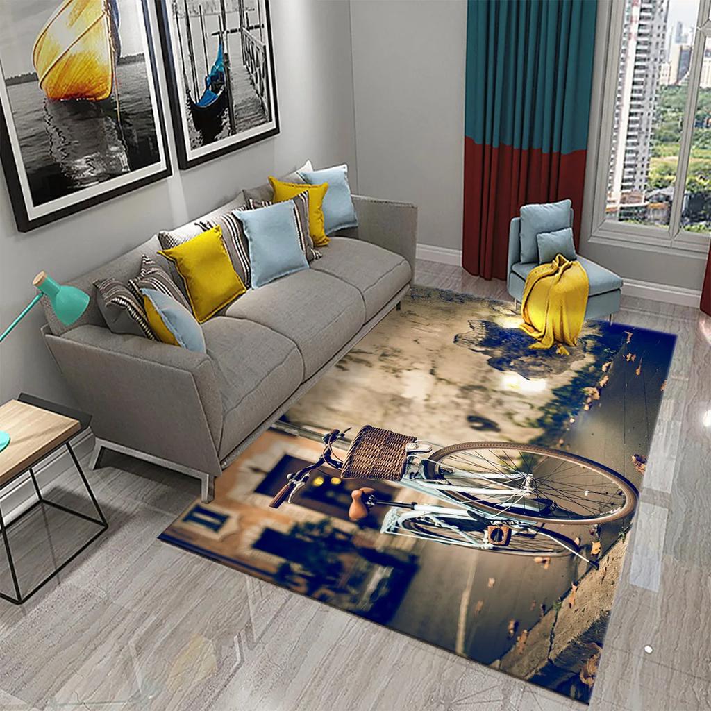 Dywan 3D w stylu vintage z rowerem Mata domowa do łazienki kuchni Dywan antypoślizgowy Mata dekoracyjna do salonu sypialni przedpokoju dla dzieci prezenty