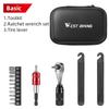 WEST BIKING Portable Toolkit Multifunctional Repair Tool Bag Ratchet Wrench Kit Tire Lever Mini Pump Tools Set Bike Accessories