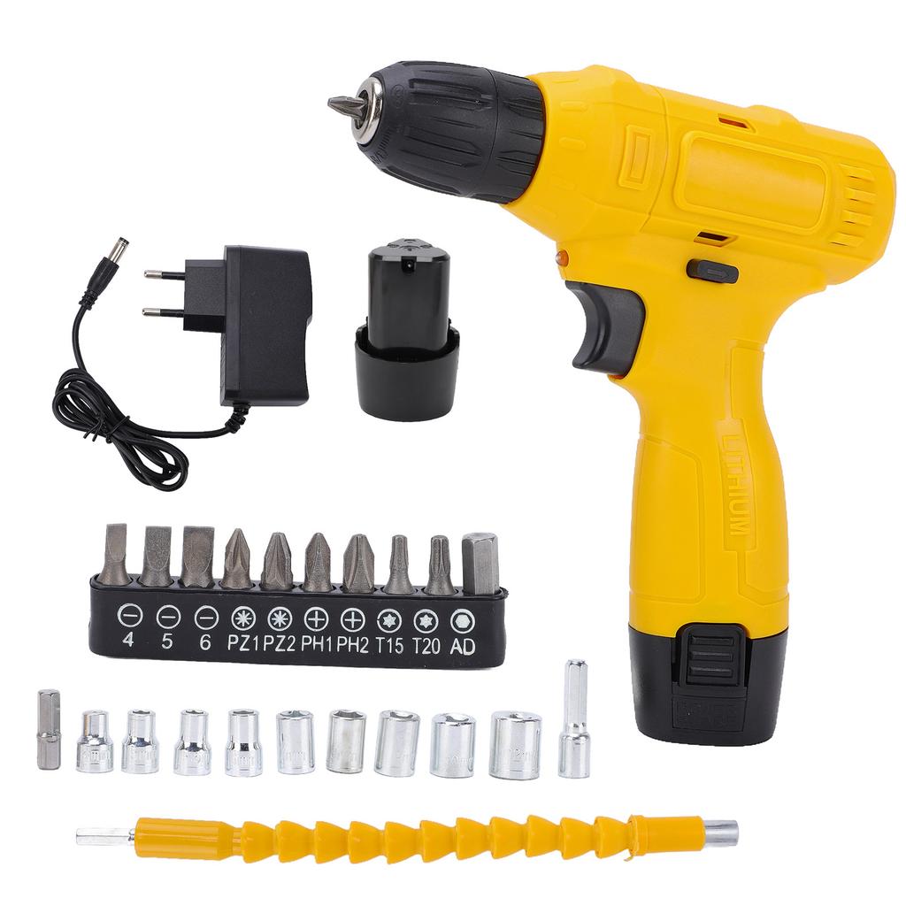 12V Cordless Drill Kit 3Celsius8 Chuck Power Screwdriver Ergonomic Design LED Light with Battery and for Professional Work Home Tools