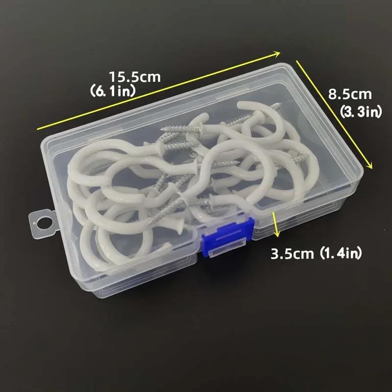 A Box of 20 Plastic-coated Hooks, 2.9 Inches, Outdoor Planter Hooks Ceiling Hooks, Screw-in Wall Black And White Cup Hooks