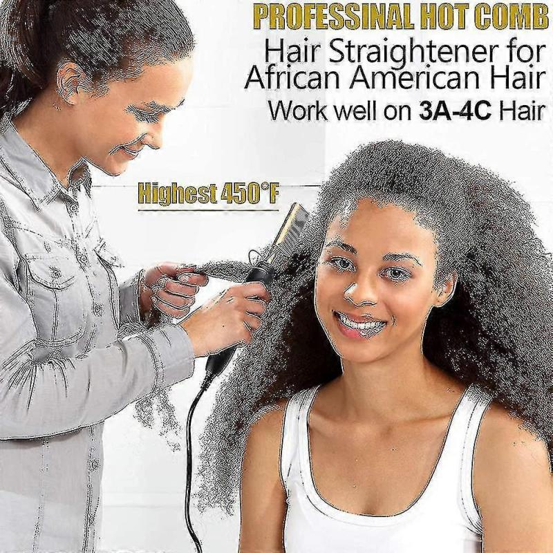 Hot Comb Straighteners, Electric Hair Straightener For Thick Afro Hair, Wig, Beard, Hot Anti-scald Portable Curling1pc