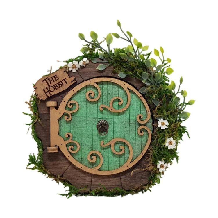 

Wooden Craft Fairies Fantasy Door Miniature Figurine for Garden Yard Tree and Bookshelf Wall Decorative Hanging Ornament зелений