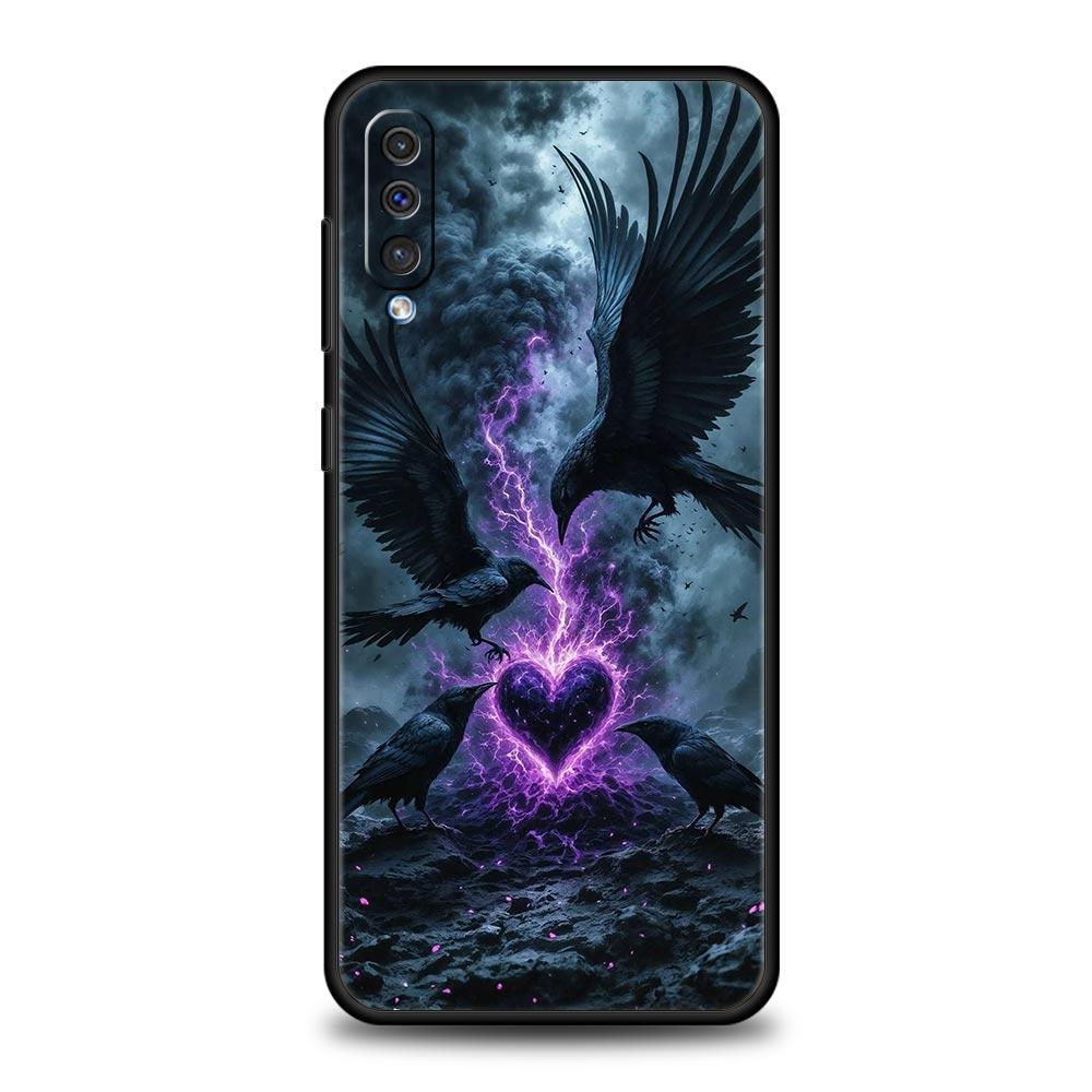 Black Raven Phone Case for Samsung Galaxy A56 A36 A26 A16 A34 A24 A42 A22 A20 A12 A40 A30 A10 5G Soft TPU Cover Shell Fundas Bag
