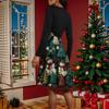 Women's Fashion Round Casual Slim Fit Christmas Print Large Swing Long Sleeve Dress