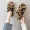Flat Fluffy Fur Slippers Women Colorful Cross Tie Warm Furry Slippers Women Winter Flip Flops Home Slides Indoor Floor Shoes