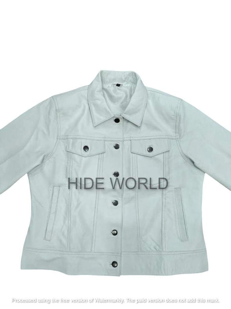 Camisa Slim Fit Camisa Feminina Elegante Manga Longa Couro de Cordeiro Genuíno Branco