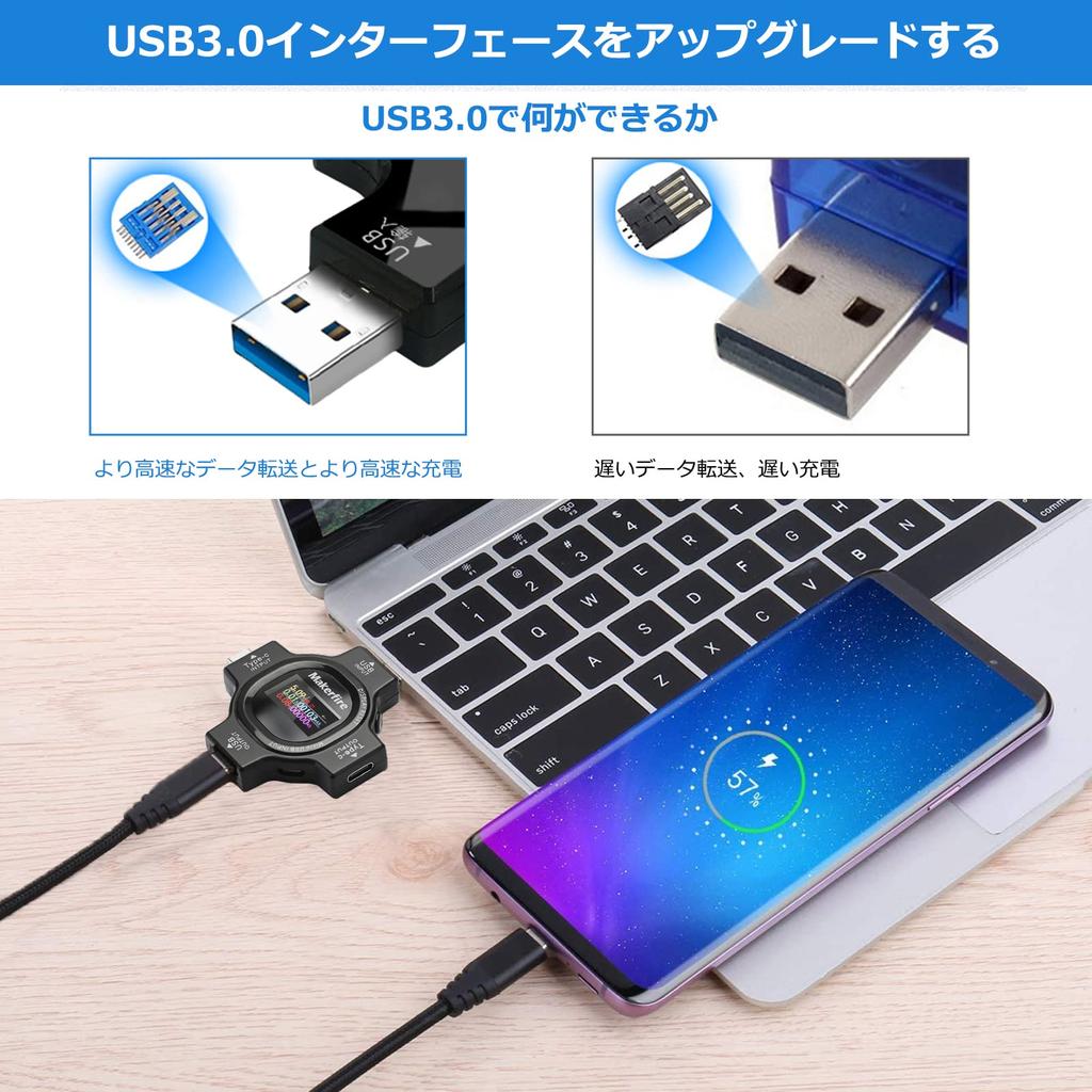 Makerfire USB C Meter Multimeter Tester with TFT Color Charger Load and USB Ammeter Tester, Type-C Display, Current, Voltage, Resistance, Temperature,