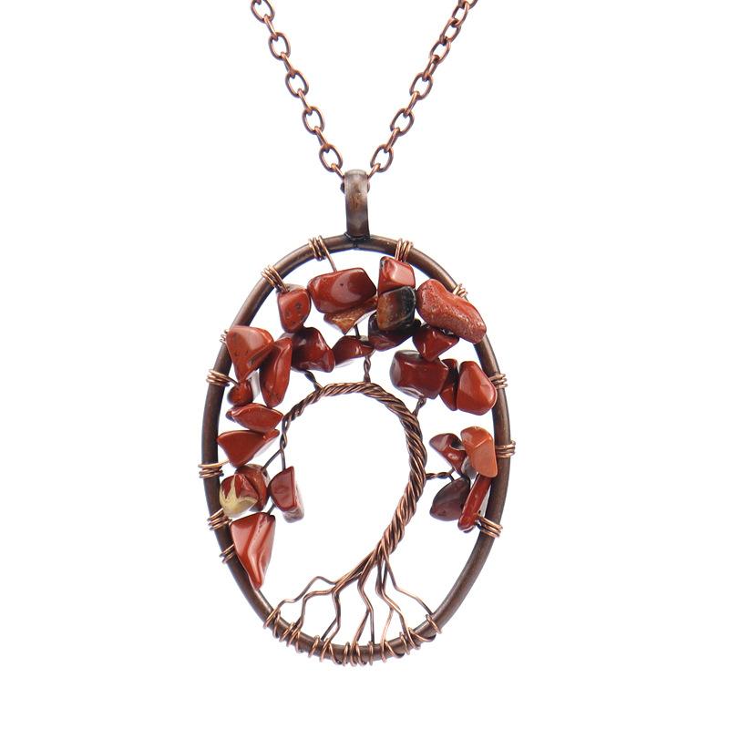 Vintage Hand-Wound Natural Gravel Crystal Curved Curved Tree Of Life Necklace Women'S Necklace N21 Pendant
