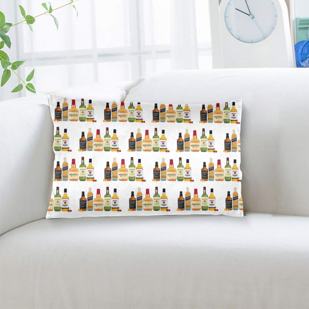 Whiskey Bottles Illustration Rectangle Pillowcase Cushion Cover Decorative Bedroom Bed Home Comfort Throw Pillow
