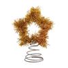 Tinsel Fringe Christmas Tree Topper Metallic Golden Star/Moon/Heart Christmas Treetop Ornament for Xmas Tree Decoration Holiday Party Supplies