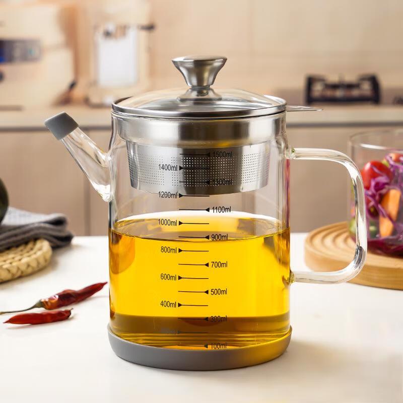 Ru Han Glass Oil Dispenser with Filter and Measuring Cup