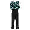 S-XXL Women Alzheimer Elderly Anti-Strip Adaptive Printed Jumpsuit V Neck 3/4 Sleeve Wide Leg Back Zipper Nursing Rompers for Special Needs