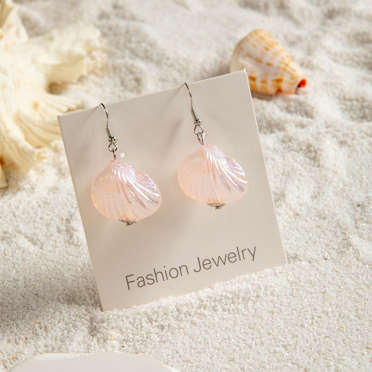 

Серьги-подвески с цветными поляризованными подвесками в виде морских раковин и элементов пляжа и океана, комплект из женских ювелирных изделий