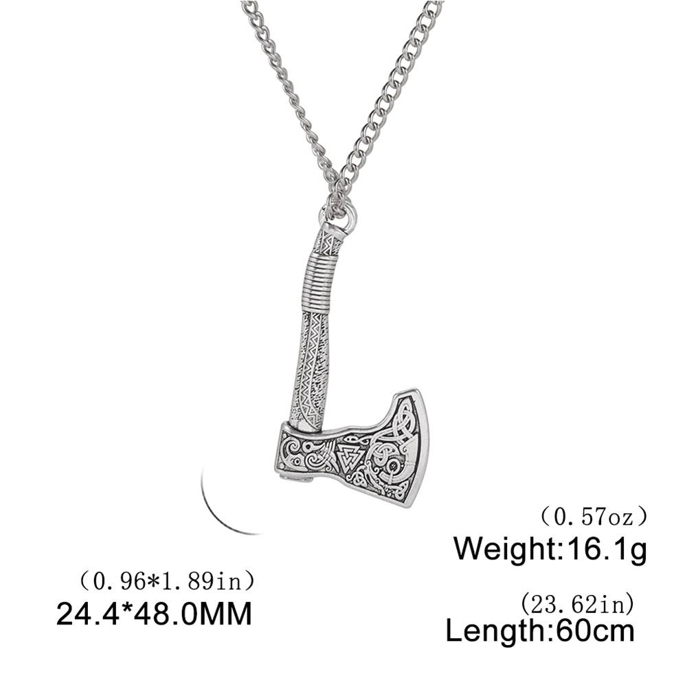 Viking Axe Necklace for Men Norse Runes Compass Pendant Vintage Amulet Jewelry Male Boy Gifts