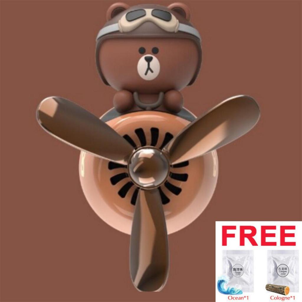 Cartoon Car Air Freshener with Propeller Fan, Magnetic Vent Clip Aromatherapy Diffuser with 2 Free Scents