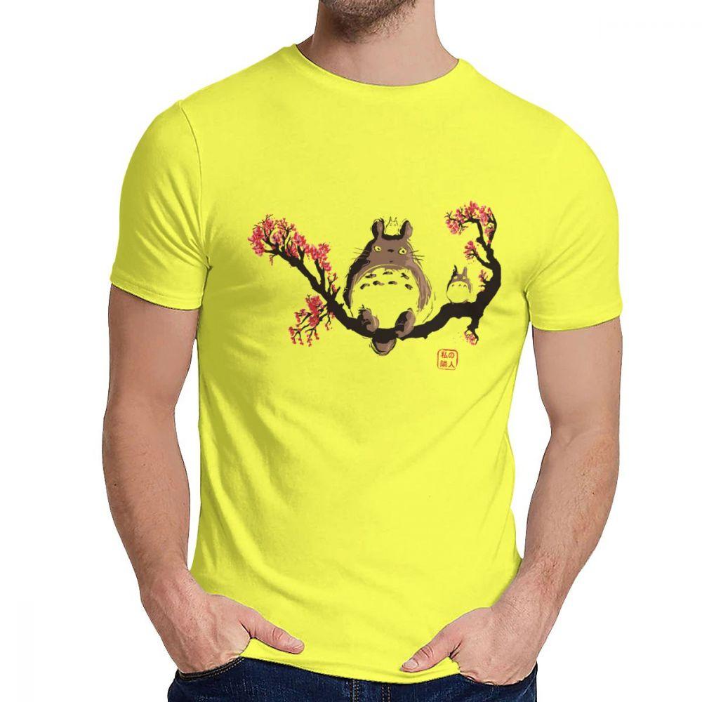 Unisex Tee Shirt Chinese Style Hayao Miyazaki Anime My Neighbor Totoro Cotton Round Collar 2XL