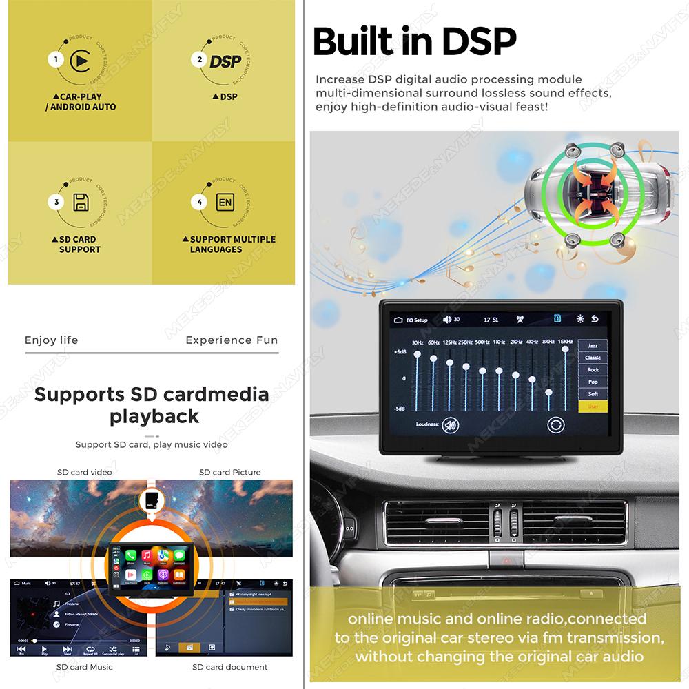 Navifly Wireless CarPlay Android Auto Universal Central Control Smart Screen All-in-one Multimedia Video Player AHD Camera DSP