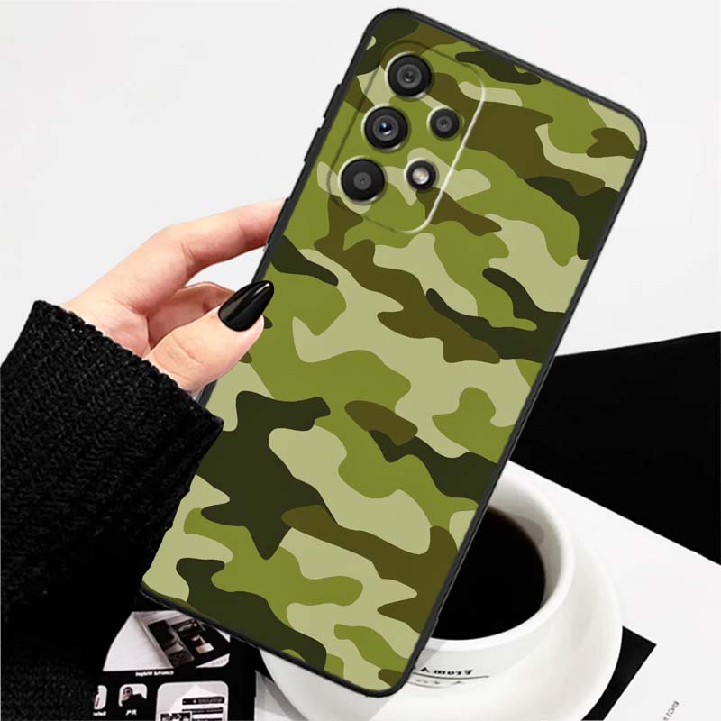 Creative Camouflage Pattern For Samsung A73 A72 A71 A55 A54 A53 A52 A51 A13 A22 A16 A15 A12 A14 A26 A07 5G Black Phone Case