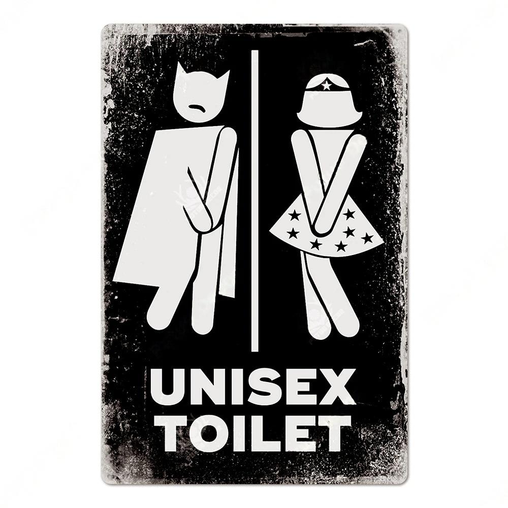 Toilet Sign Vintage Funny Metal Posters Tin Sign WC Lavatory Toilettes Wall Art Bathroom Restroom