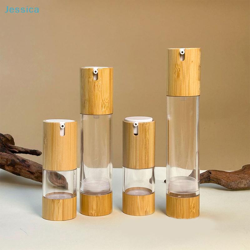 Bamboo & Glass Travel Spray Bottles Set - Refillable Cosmetic Containers for Lotion/Perfume, Leakproof Toiletry Bottles