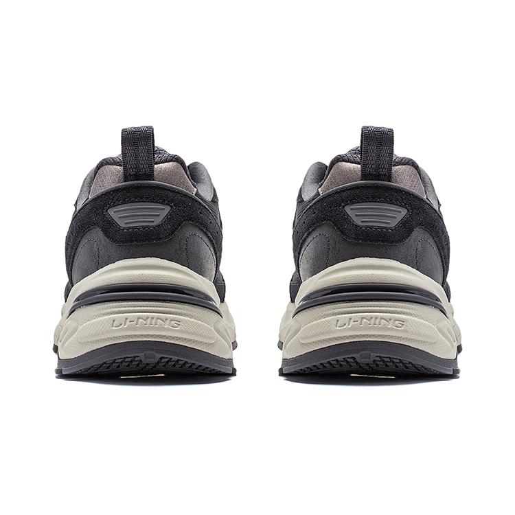 Li Ning Beicheng Cushioning Slip Resistant Abrasion Resistant Support Low top Chunky Sneakers Men's Black Gray AGCT425-3