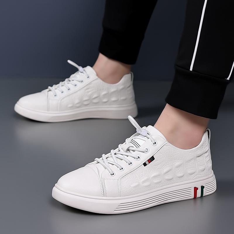 Men's casual board shoes new leather trend breathable board shoes crocodile pattern beanie shoes men's lazy leather shoes