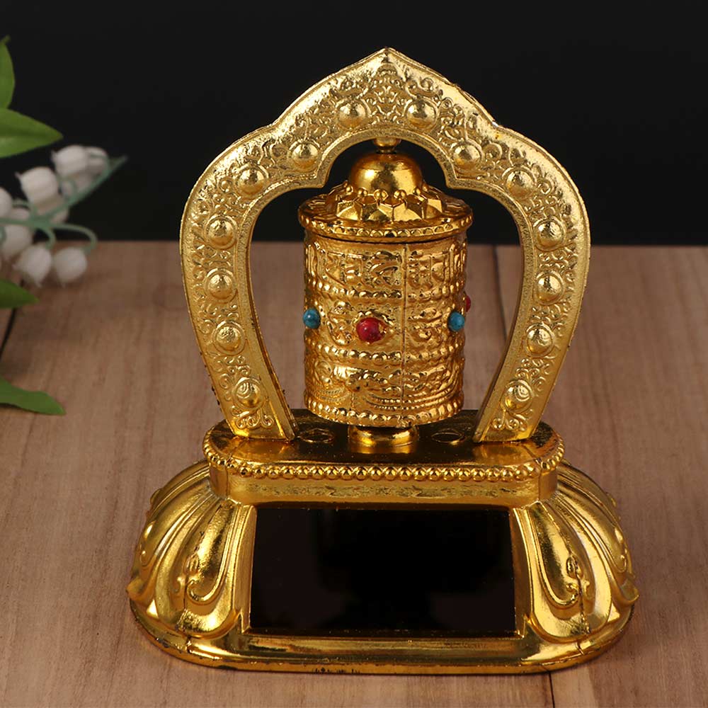Car Ornament Solar Tibet Prayer Wheel Solar Energy Tibetan Prayer Wheel  Auto Decor