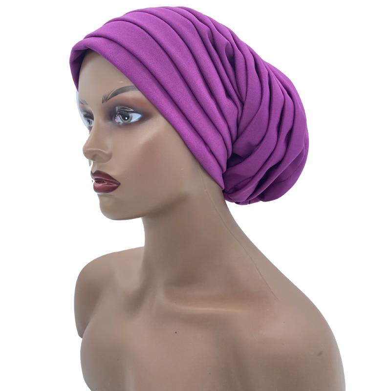 Solid Color Women Pleated Turban Hat