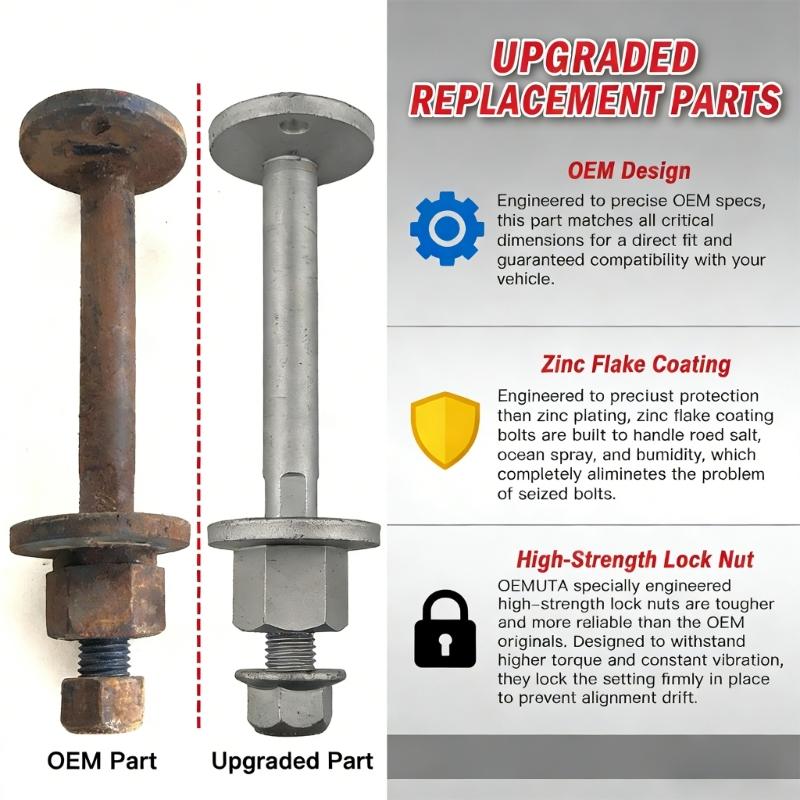 Easy Installation Front Lower Control Arm Bolts 6508481AA Replacement Adjustment Bolt for 1500 2500 3500