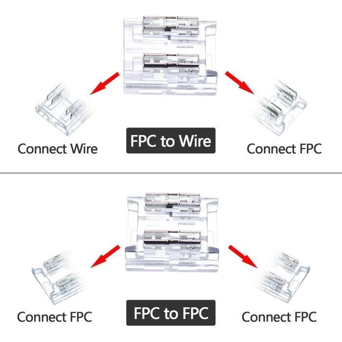 Connecteur led - goming - cct cob 4pin - 10mm - transparent - lot de 10 connecteurs
