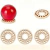 Crystal Ball Display Stand - Sacred Geometric Sphere Stand with Concentric Circular Cuts, Natural Wood Base for Home Decoration