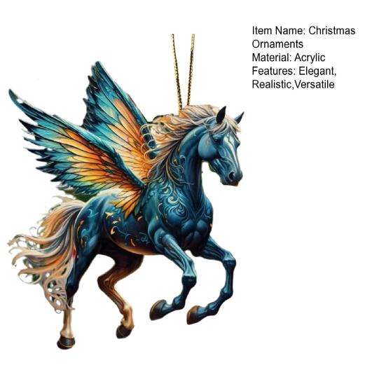 Sparkling Horse Ornament 2D Acrylic Hanging Decor Realistic Christmas Tree Horse Charm Elegant Equestrian Gift for Holiday Tree