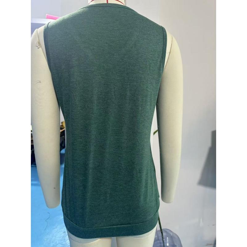 V-neck Solid Color Vest Loose Sleeveless T-shirt Casual Top