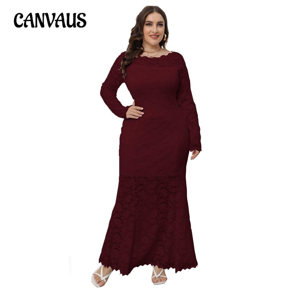 Jarní a podzimní dámské šaty Velké krajkové večerní šaty s rybím ocasem