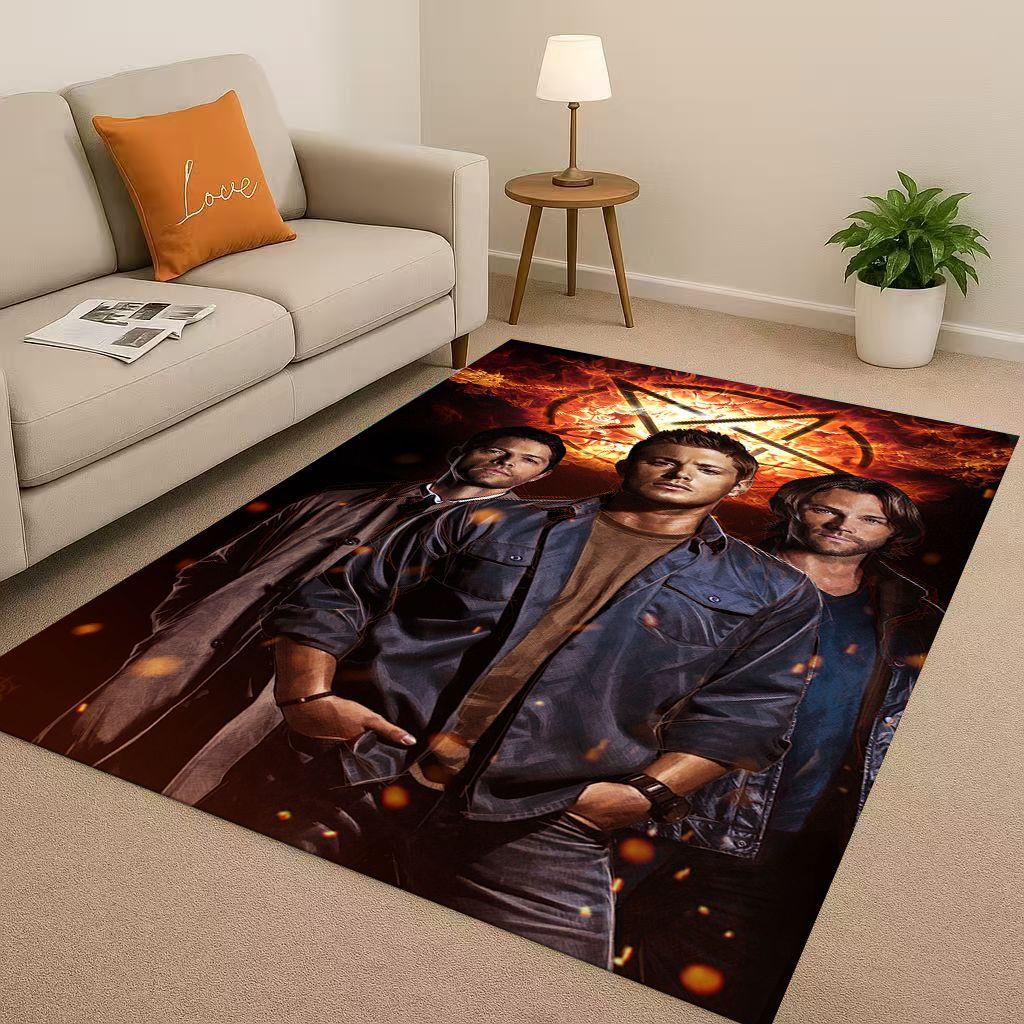 SPN Supernatural Sam Dean Winchester TV Living Room Non-Slip Area Rug Soft Carpet for Bedroom Playroom Sofa,Home Decor Doormat
